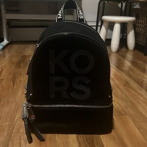 Michael Kors black mesh detail backpack